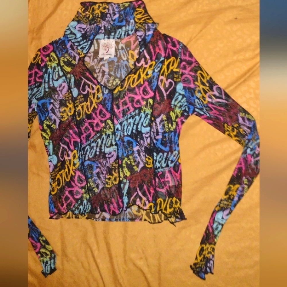 Sheer tight fitting shirt with fun colors